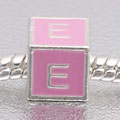 Pink letter E - fits European bead bracelets - Click Image to Close